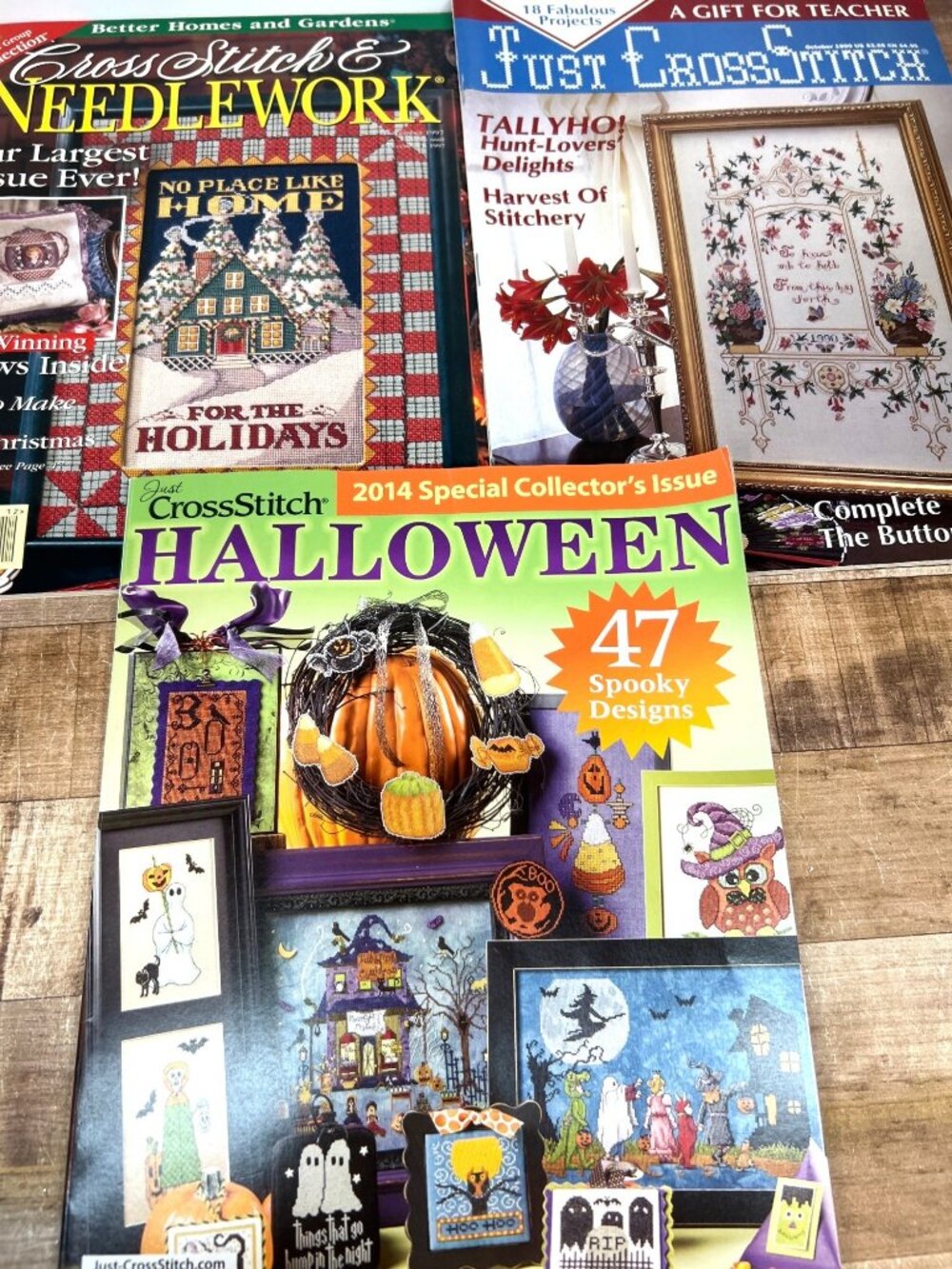 3 Cross Stitch & Needlework Magazine Featuring Holiday & Halloween Designs